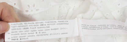 Zara Women White Sleeveless Lace Ruffle Blouse Size S