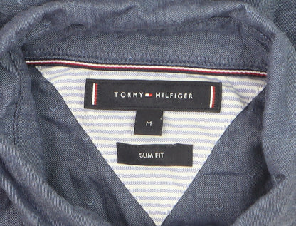 Tommy Hilfiger Men's Blue Slim Fit Button-Down Long Sleeve Shirt Size M