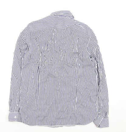 Ted Baker Men's Blue Striped Long Sleeve Cotton Button-Up Shirt Size L