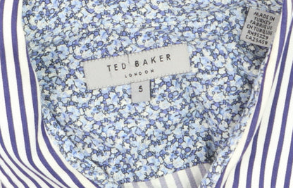 Ted Baker Men's Blue Striped Long Sleeve Cotton Button-Up Shirt Size L