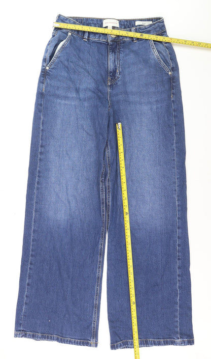 Marks and Spencer Women's Blue Wide-Leg Jeans Size 12 Long