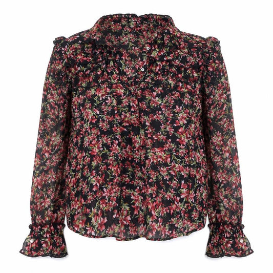 Zara Women Tunic Floral Chiffon Ruffle Blouse Multicoloured M