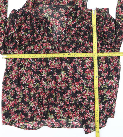 Zara Women Tunic Floral Chiffon Ruffle Blouse Multicoloured M