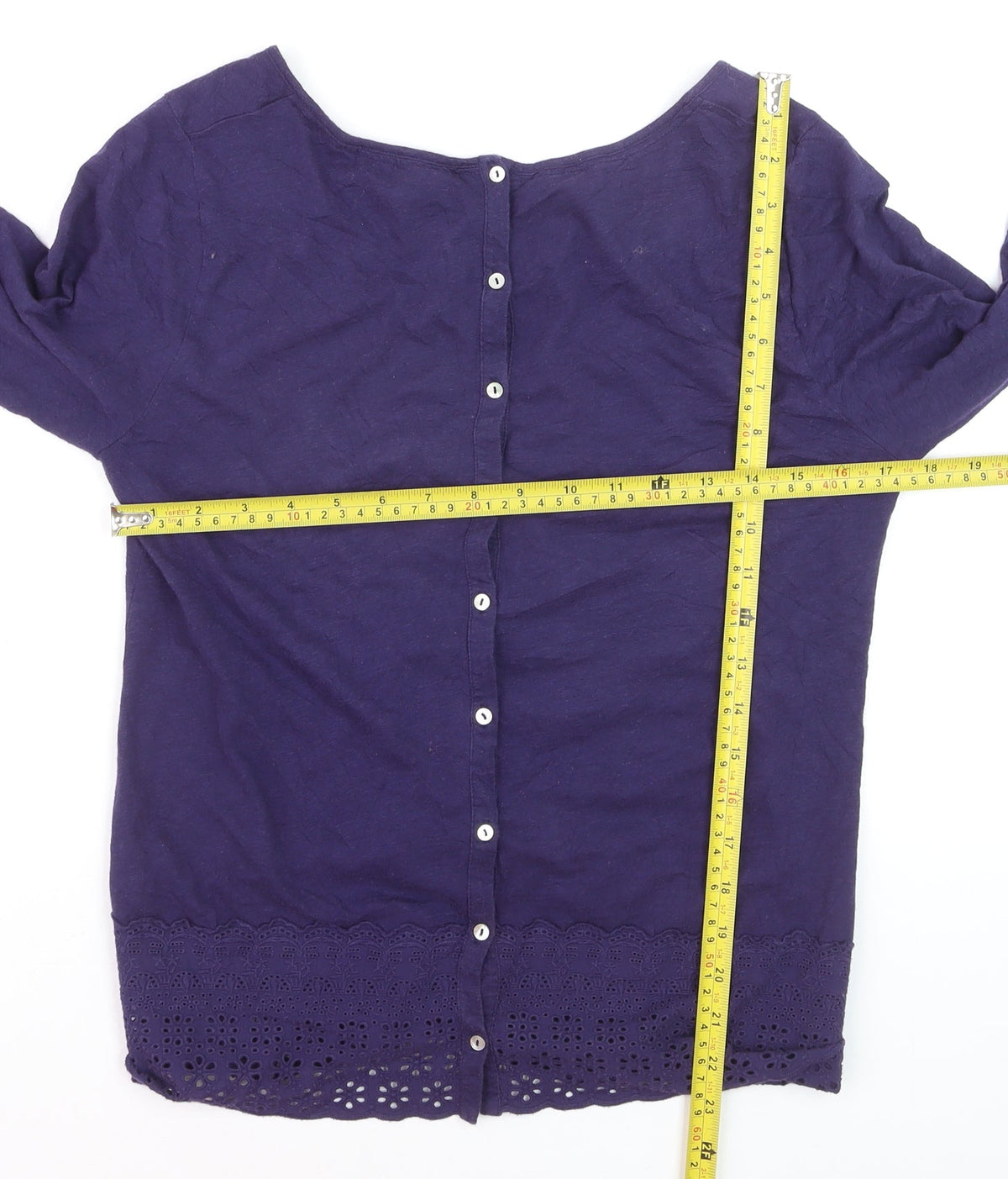 White Stuff Women's Purple Cotton Tunic Blouse Size 10
