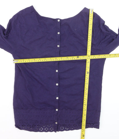 White Stuff Women's Purple Cotton Tunic Blouse Size 10