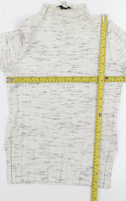 Topshop Women's Ivory Mock Neck Ribbed Knit Jumper Size S