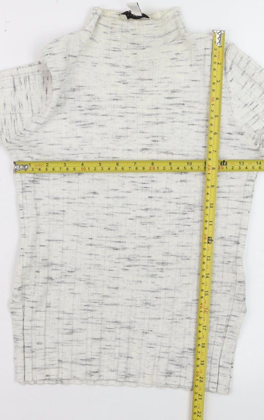 Topshop Women's Ivory Mock Neck Ribbed Knit Jumper Size S