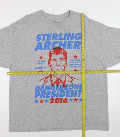 Rock Me Apparel Men's Grey Sterling Archer Graphic T-Shirt XL