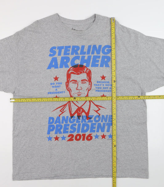 Rock Me Apparel Men's Grey Sterling Archer Graphic T-Shirt XL