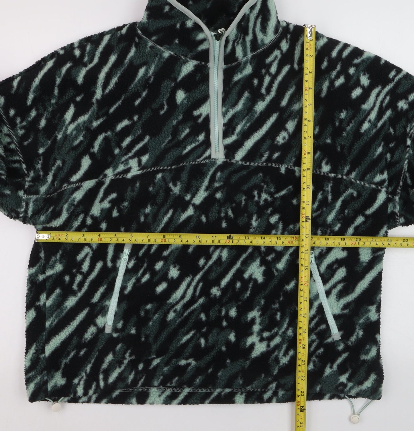 Dunnes Women Black Green Fleece 1/4 Zip Pullover Sweatshirt M