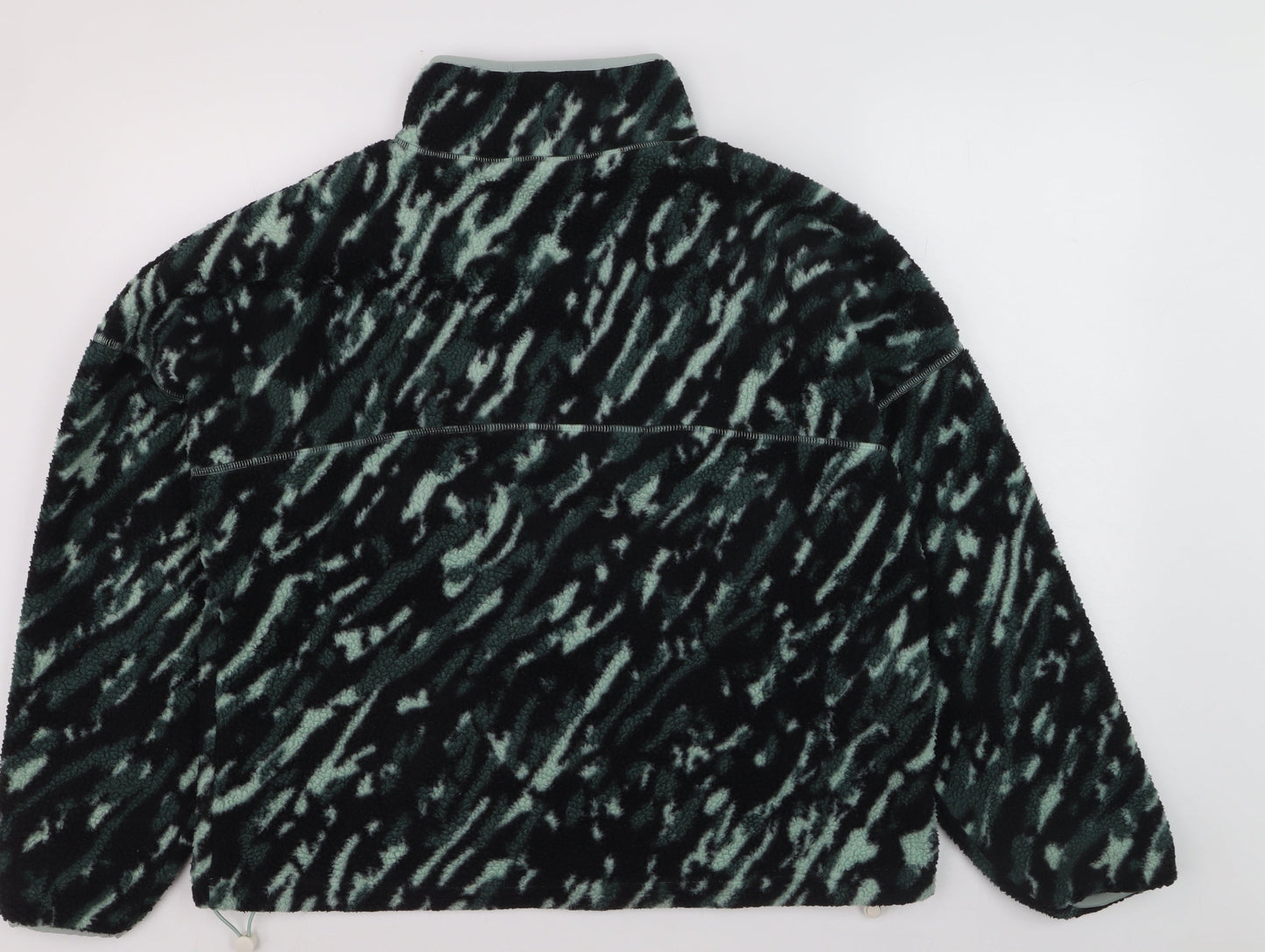 Dunnes Women Black Green Fleece 1/4 Zip Pullover Sweatshirt M