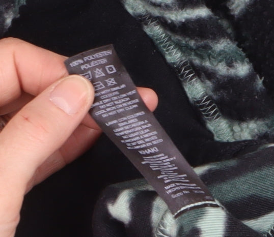 Dunnes Women Black Green Fleece 1/4 Zip Pullover Sweatshirt M