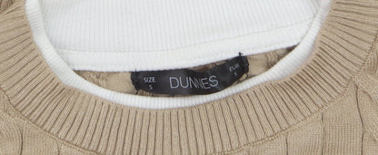 Dunnes Women Beige Cable-Knit Sleeveless Vest Jumper Size S