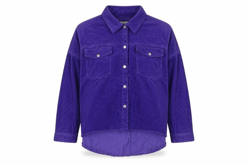 Zara Women's Purple Corduroy Button-Up Shirt Size 12