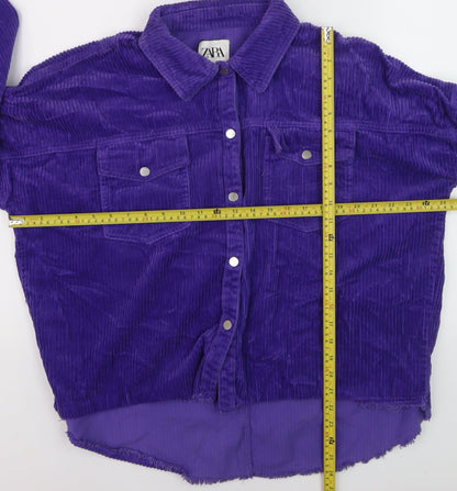 Zara Women's Purple Corduroy Button-Up Shirt Size 12