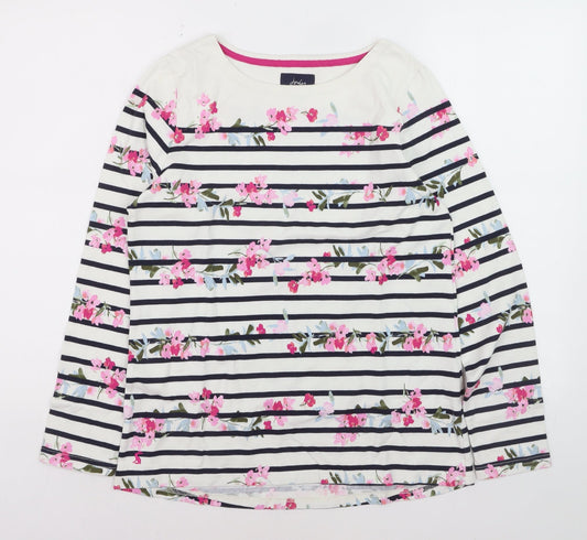 Joules Womens Multicoloured Floral Striped Long Sleeve Cotton T-Shirt UK 12