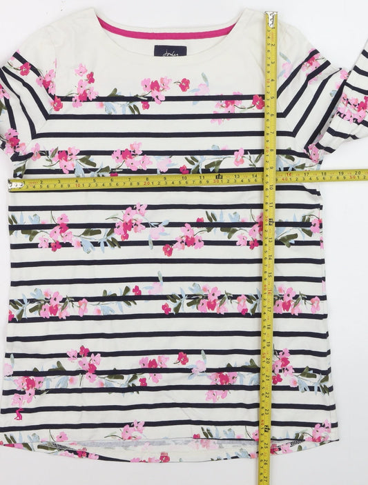 Joules Womens Multicoloured Floral Striped Long Sleeve Cotton T-Shirt UK 12