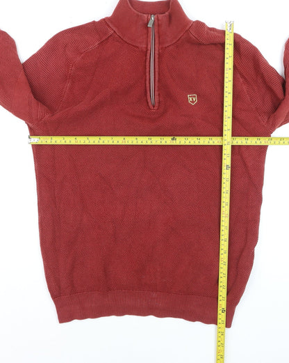 XV Kings Men's Red Cotton 1/2 Zip Knit Sweatshirt M