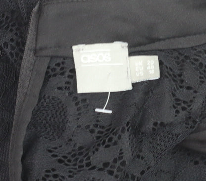 ASOS Women's Black Lace High Neck Short Sleeve Jumpsuit Size 20