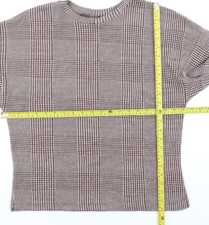ZARA Women Brown Check Knit Pullover Jumper Size M