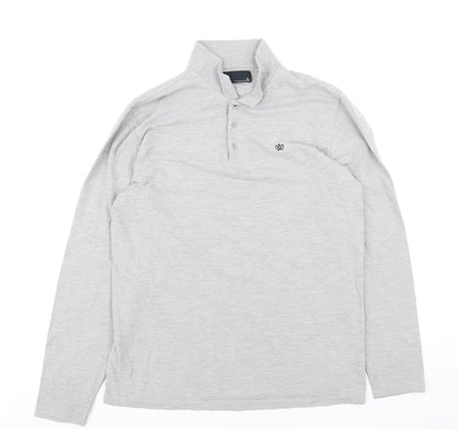 Next Men’s Grey Long Sleeve Polo Shirt XL Classic Fit