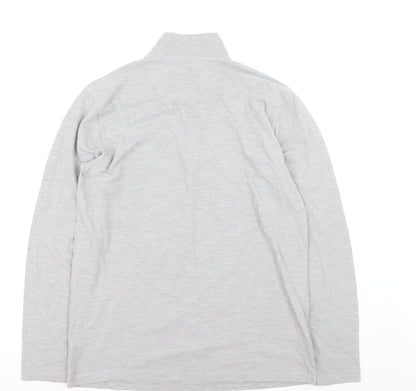 Next Men’s Grey Long Sleeve Polo Shirt XL Classic Fit