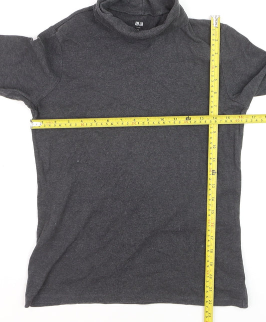 Uniqlo Women Grey Roll Neck Supima Cotton Long Sleeve Jumper M