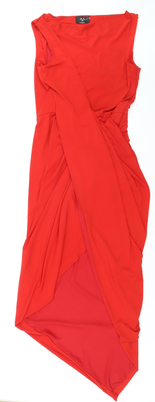 AX Paris Women Red Size 12 Sleeveless Bodycon Hi-Low Dress