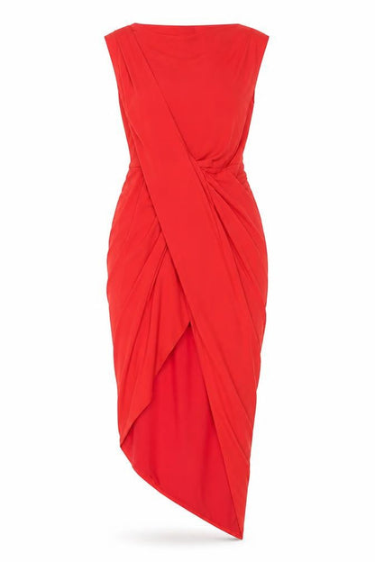 AX Paris Women Red Size 12 Sleeveless Bodycon Hi-Low Dress