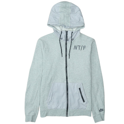 Nike Men's Grey Full Zip Hoodie M Regular Fit Cotton Blend