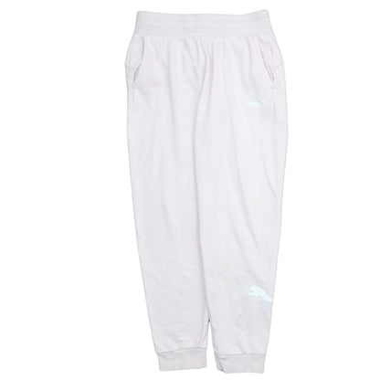 Puma Women’s White Jogger Trousers Size M Elastic Waist Fleece