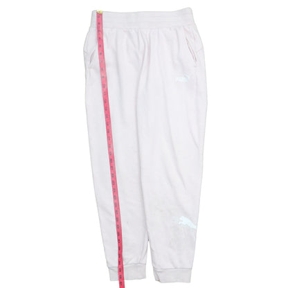 Puma Women’s White Jogger Trousers Size M Elastic Waist Fleece