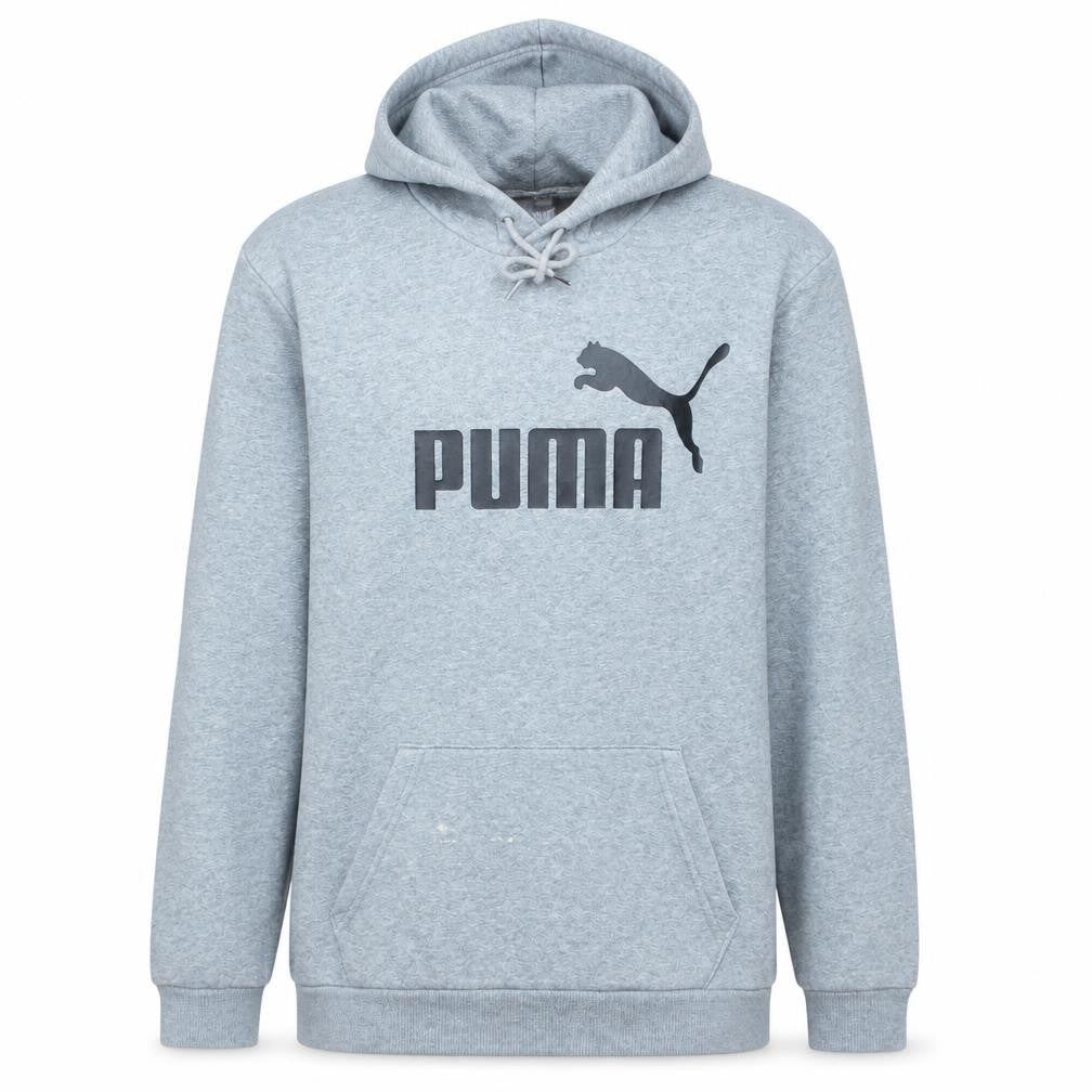 Puma Men's Grey Pullover Hoodie L Fleece Logo Sportswear