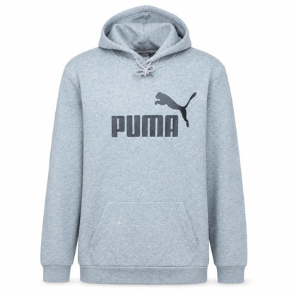 Puma Men's Grey Pullover Hoodie L Fleece Logo Sportswear