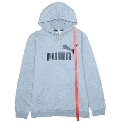 Puma Men's Grey Pullover Hoodie L Fleece Logo Sportswear