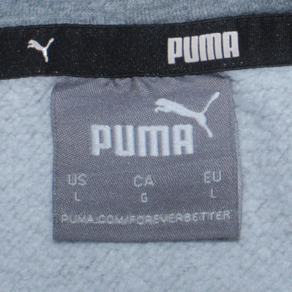 Puma Men's Grey Pullover Hoodie L Fleece Logo Sportswear