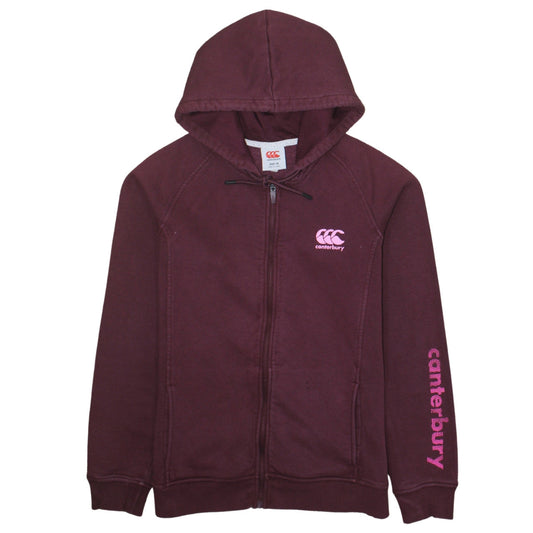 Canterbury Womens Burgundy Full Zip Hoodie Size 14 Cotton Blend