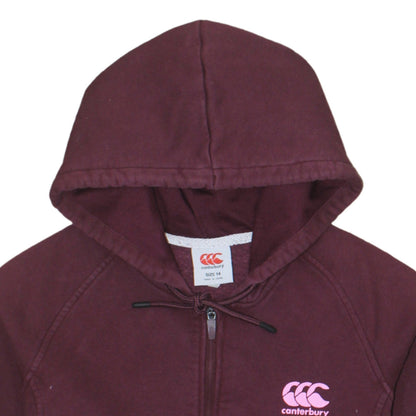 Canterbury Womens Burgundy Full Zip Hoodie Size 14 Cotton Blend