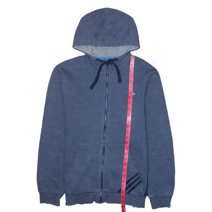Adidas Men Blue Full Zip Hoodie L Regular Fit Sports Sweatshirt