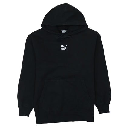 Puma Mens Black Pullover Hoodie Small Logo Fleece Sweatshirt