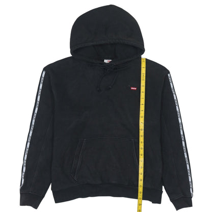 Levi's Women's Black Hoodie Small Pullover Logo Tape Detail Sweatshirt