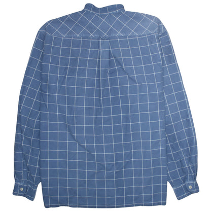 Levi's Men's Blue Check Band Collar Cotton Long Sleeve Shirt XL