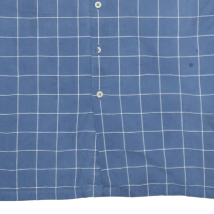 Levi's Men's Blue Check Band Collar Cotton Long Sleeve Shirt XL