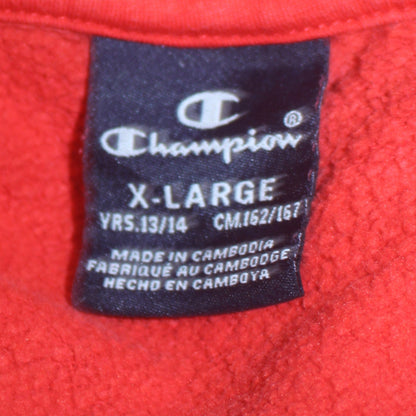 Champion Boys Red Pullover Hoodie XL 13-14 Years Fleece Logo Sweatshirt