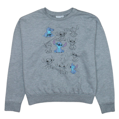 Disney Women Grey Stitch Sweatshirt Size S Crew Neck Pullover