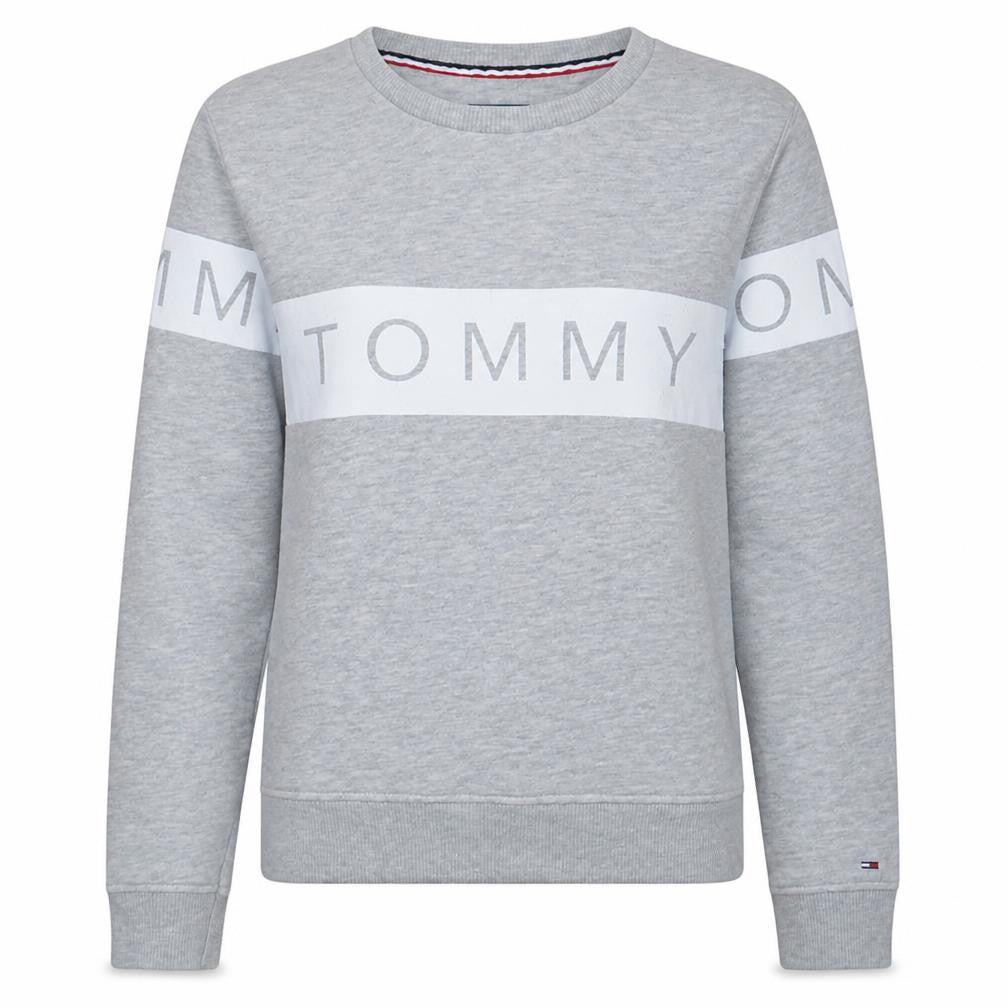 Tommy Jeans Womens Grey Small Pullover Sweatshirt Crew Neck Logo Print