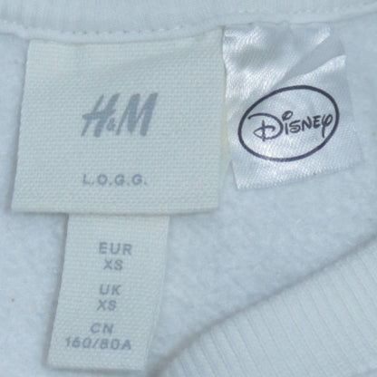 H&M Disney Women's White XS Sweatshirt Mickey & Minnie Christmas Print