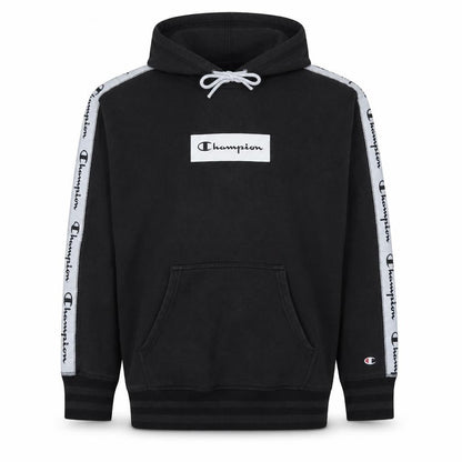 Champion Men’s Black Pullover Hoodie Medium Logo Tape Fleece