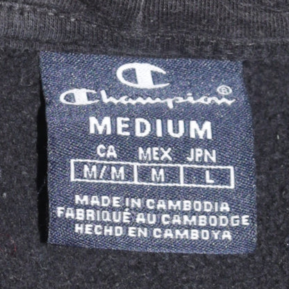 Champion Men’s Black Pullover Hoodie Medium Logo Tape Fleece