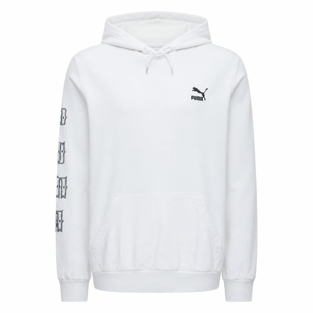 Puma Men’s White Pullover Hoodie M Graphic Print Sportswear